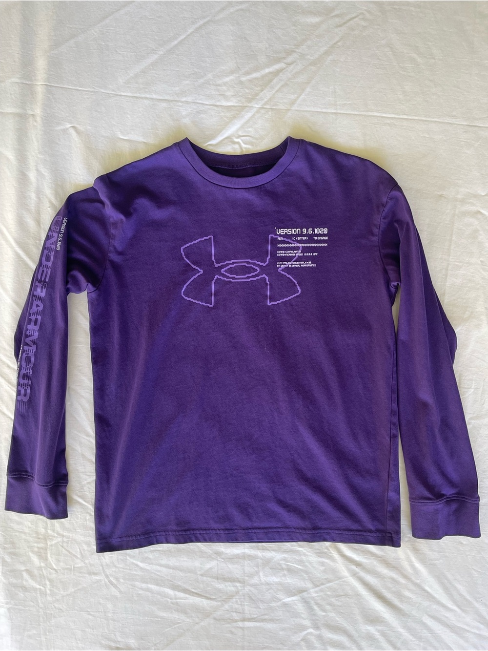 Under Armour Kids Purple Long Sleeve Logo Tee with Sleeve Branding